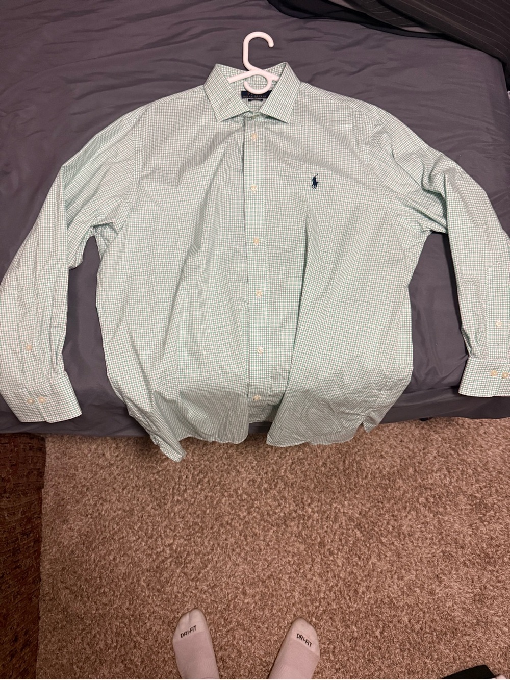 Ralph Lauren Light Green Micro-Check Dress Shirt